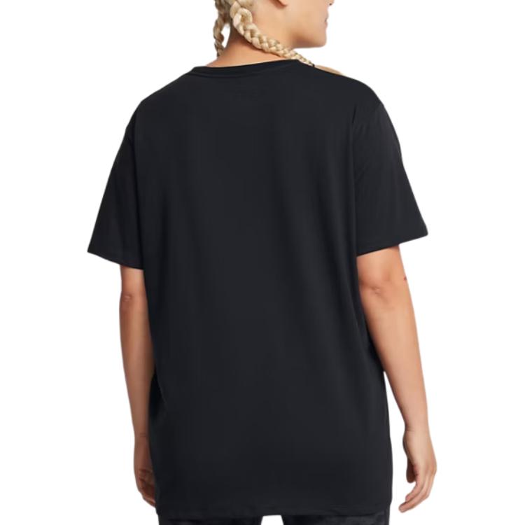 Under Armour Logo Round Neck Loose Fit Short Sleeve T-Shirt Women tops Black 1387318-001