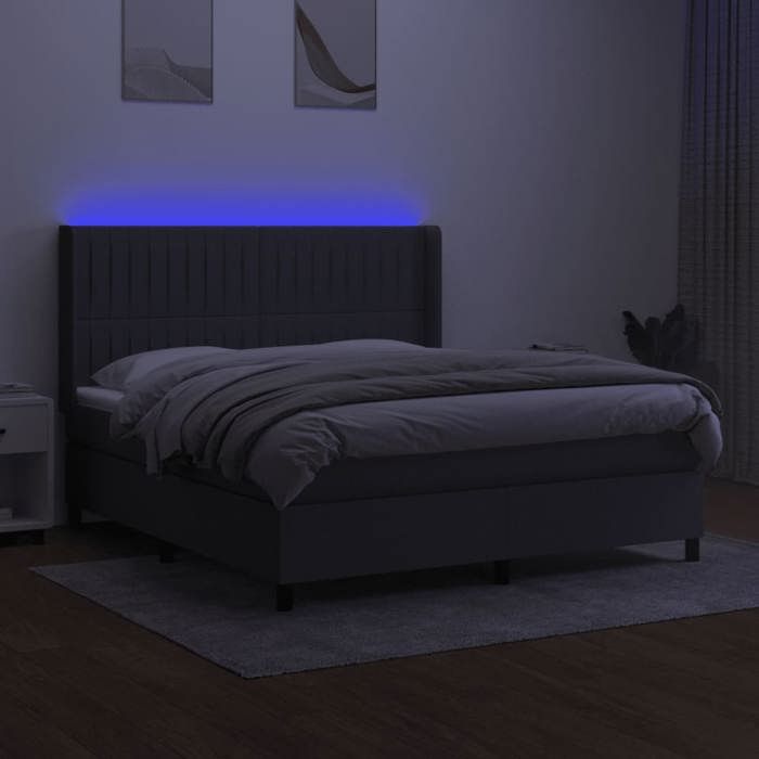VidaXL Slatted Bed Base with Mattress and LED, Upholstered Bed, Double Bed, Adult Bed for Interior Bedroom, 3138486
