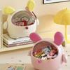 Cute Pink Poodle Flip‑Lid Desktop Storage Box, Waterproof Circular Plastic Organizer for Small Items, Home & Office Decor