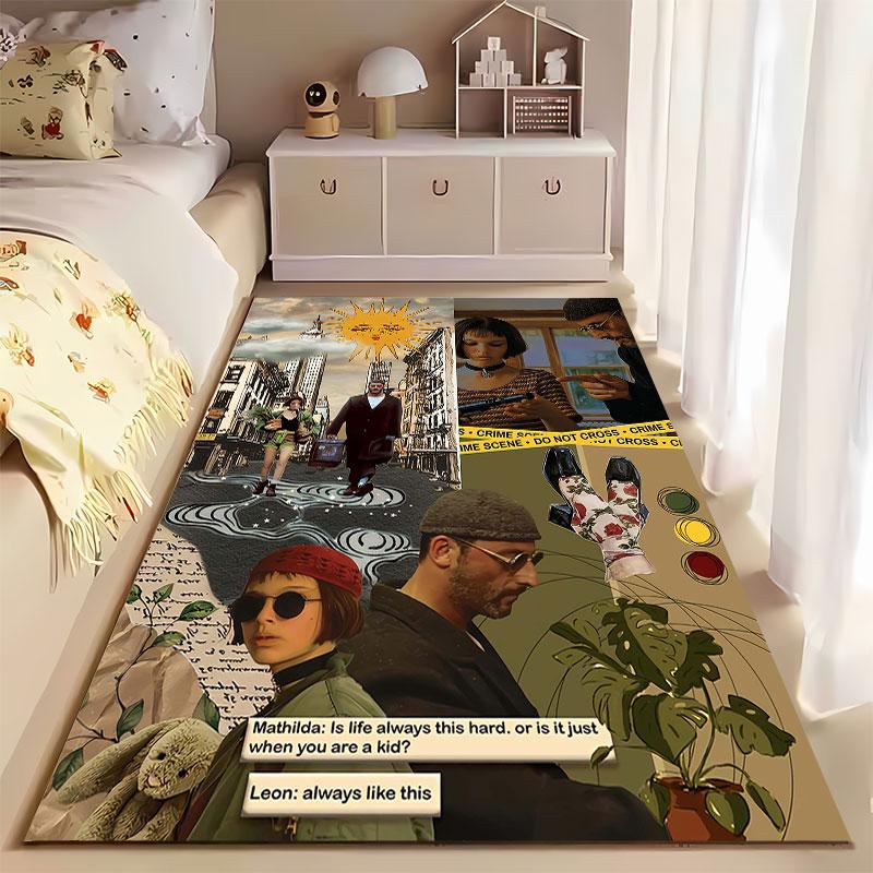 "Retro City Scene Art Carpet" suitable as a non-slip mat for the living room or bedroom sofa