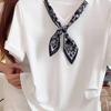 Plus Size Korean Silk Scarf Patchwork Slimming T-shirt for Women - 2025 Summer Fashion Short Sleeve Top