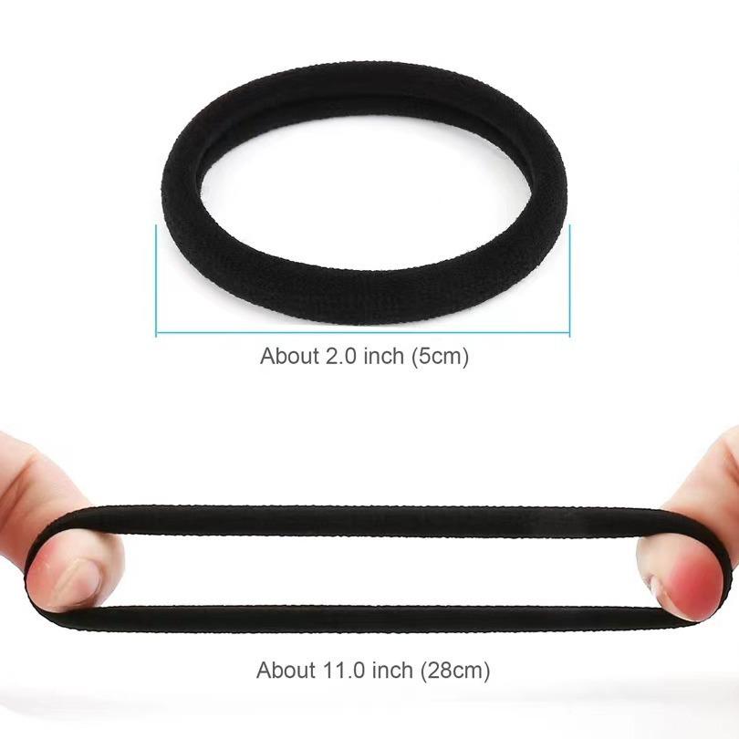 5cm Large Black Seamless Elastic Hair Tie - Durable & Gentle on Hair