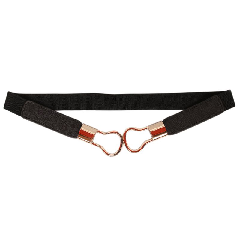 Lady Faux Leather Belt Fashion Casual Double Loop Buckle Belt