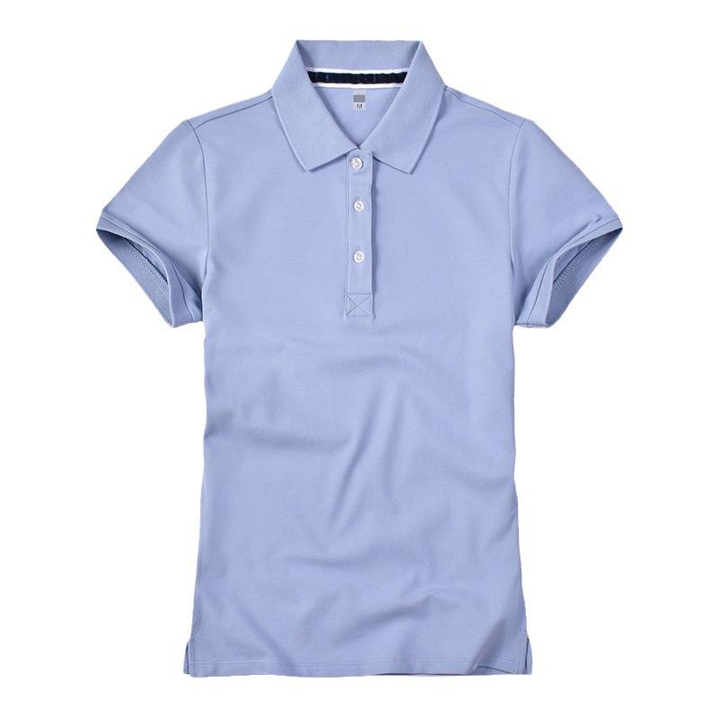 Dámské letní polo tričko s krátkým rukávem - Volný střih, Tištěné logo, Sportovní ležérní tričko z čisté bavlny