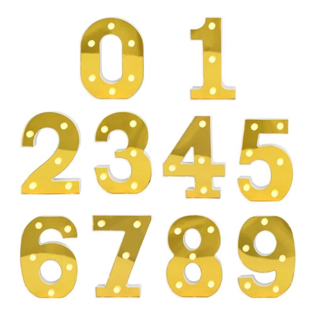 Gold 16CM Letters Lights Creative Mirror-Shaped Golden Numbers Led Lights Battery Powered Luminous Atmosphere Lamp