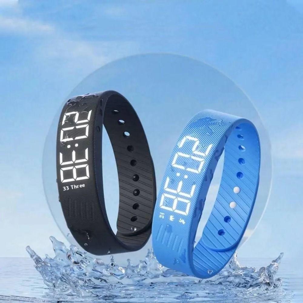 LED Digital Display Vibrating Alarm Wristband Silent Wrist Shock Bands  Sports Training