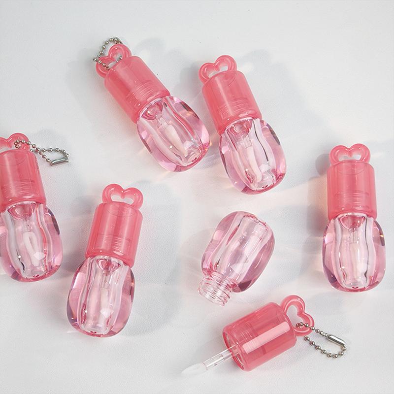 Herzform Hohl Farbverlauf Lipgloss-Tuben Großer Pinsel Lippenöl-Flaschen Leere Lipgloss-Tube Lippenstift-Flaschen Behälter