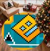 Geometry Dash Pattern Round Rug, Indoor/Outdoor Mat, for Picnic, Gameroom, Bedroom, Office, Living Room, Home Decor Carpet, Birthday Gift
