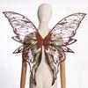 Glittery Butterfly Wings Costume Props - Elastic Strap Gold Stamp Decorated for Themed Party & Photography