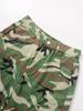 European-American Retro Women's High Waist Camouflage Cargo Pants with Wide Legs and Turn-Up Pockets - Style 8115