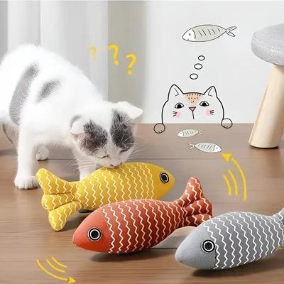 Sackcloth Fish Toy Pillow With Catnip Simulation Zipperless Cotton For Pet Cat Gnaw Teething Play Pet Supplies