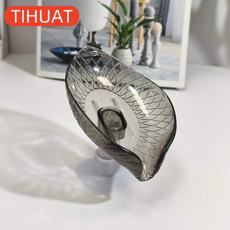 

Мыльница в форме листа с присоской серый