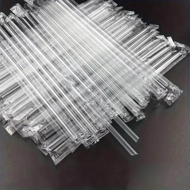 

50/200PCS Transparent Straw Disposable Individually Plastic Straw Home Party Wedding Bar Tea with Milk Water Juice Coffee 50pcs