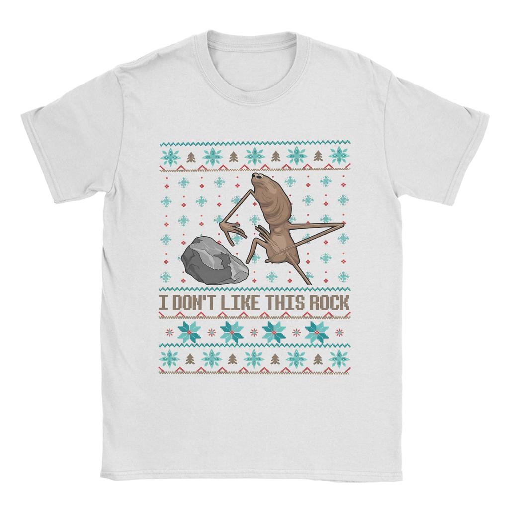 Mens TShirt I DonT Like This Rock Ugly Christmas Marcus The Worm Xmas Funny Meme  Pure Cotton Tees Marcus The Worm T Shirts