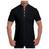 Men's Linen Short-sleeved Casual Shirt Collarless Standing Collar Summer Top