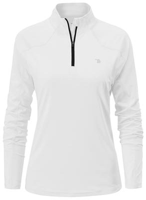 Gopuune Langarm Sportshirt für und Schnitt und Stretch Lang UV Erhältlich in 10 Farben Größe Damen Halbreißverschluss T-Shirt, Laufen, Golf, Tennis, Nähen,