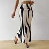 Women Fishtail Skirt Zebra Pattern Hip-Covering Maxi Skirt High Waist Office Lady Long Skirt