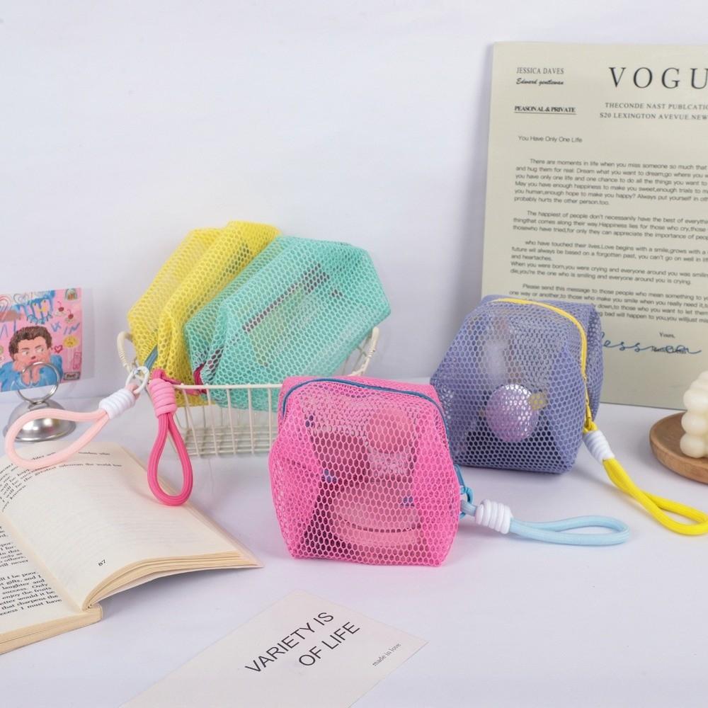 Portable Dopamine Color Cosmetic Bag Lightweight Mesh With Zipper Storage Bag Large Capacity Toiletry Bag Multi-Purpose Use