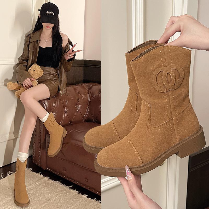 Women's Warm and Not Tired Feet Thick Sole Heightening Soft Elastic Comfortable Shock Absorption Non-slip Casual Sports Martin Boots