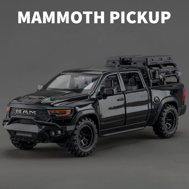 2025 New 1:32 Dodge RAM 1000 TRX Mammoth Picku Alloy Car Model Sound And Light Pull Back Children's Toy Collectibles Birthday Gift
