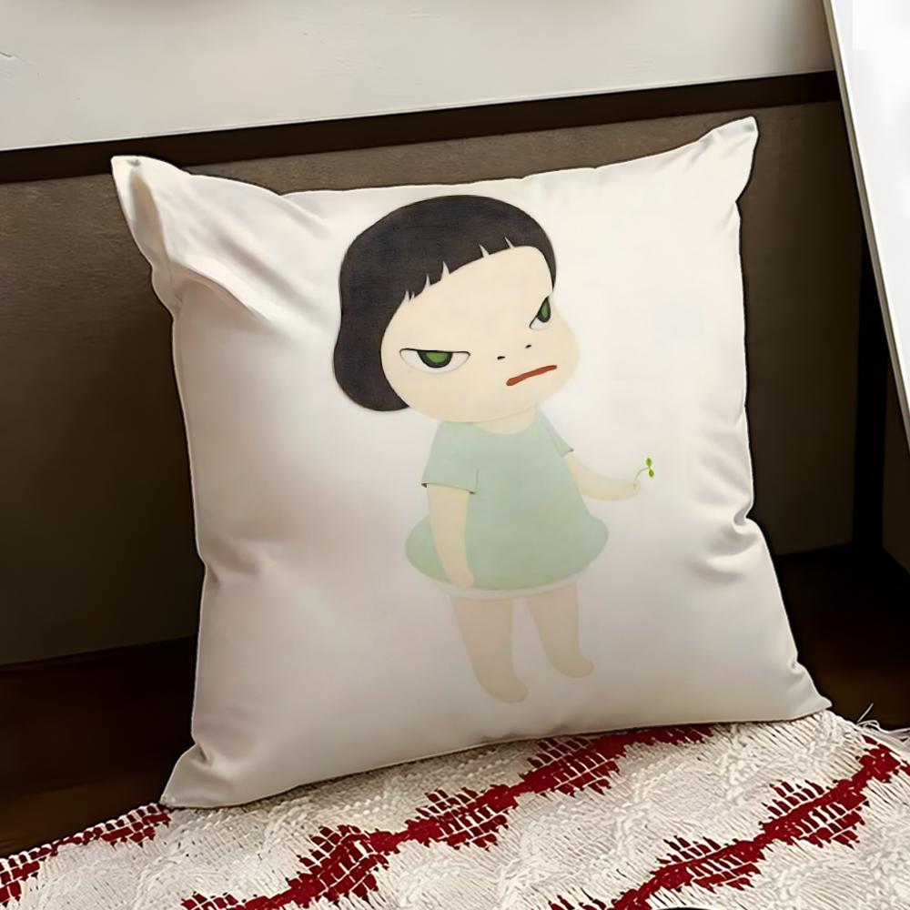 YYoshitomo Nara Art Cushion Cover Reversible Soft Durable Pillow Cover Home  Car MultiScene Use for Daily Comfort