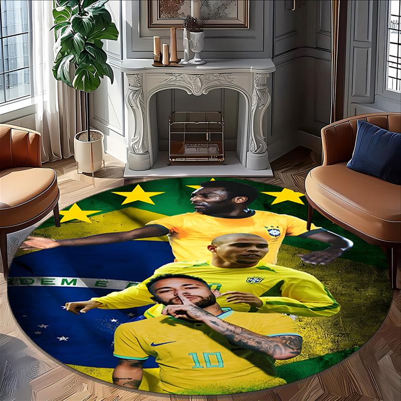 1pc Neymar15 Carpet, Round Rug, Comfortable, Suitable for Entryways, Living Rooms, Office, And Bedrooms, Christmas Decoration