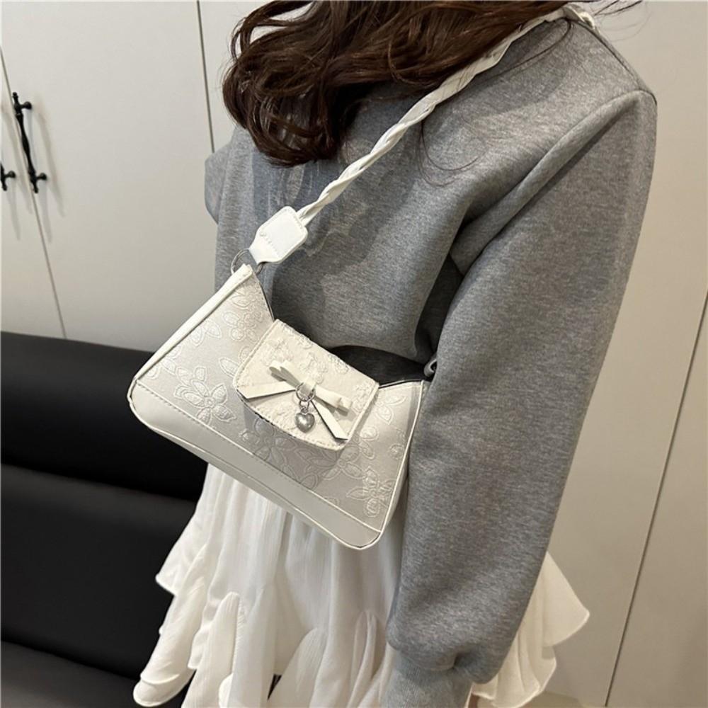 Korean Bow Shoulder Bag Small Women's Handbags Trendy Bow Crossbody Bag  Underarm Bag