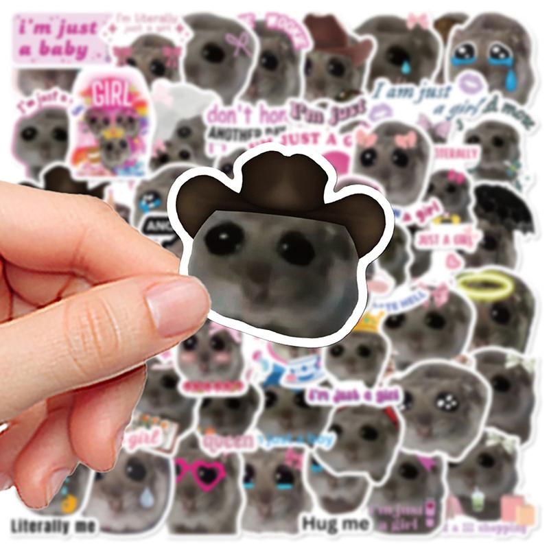 56 Pcs Sad Hamster Meme Room Decor Wall Art Stickers Papel Tapiz Pared Adhesivo Pegatinas De Pared Impermeable Cozinha Bookmark