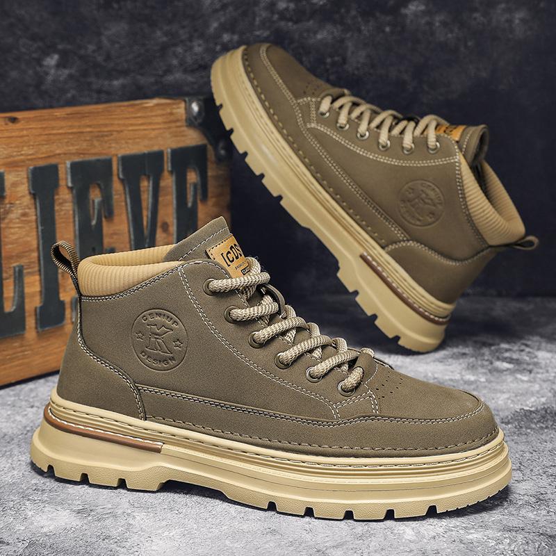 Freizeitstiefel Herren Militär Leder Wanderschuhe Outdoor Trekking Sneakers für Herren Gummisohle Wasserdicht Herrenschuhe