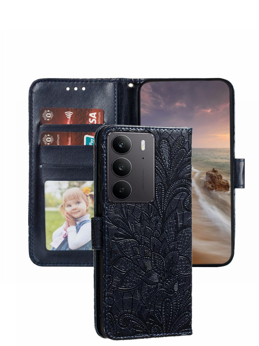 

Чехол-книжка для Realme C71 C75 C51 C53 C61 C63 C67 14T 14 Note 60 60x 50 8 8i 12 11 Pro 10 Женский подарок для мамы Кожаный откидной чехол Слоты для карт Realme C55 синий