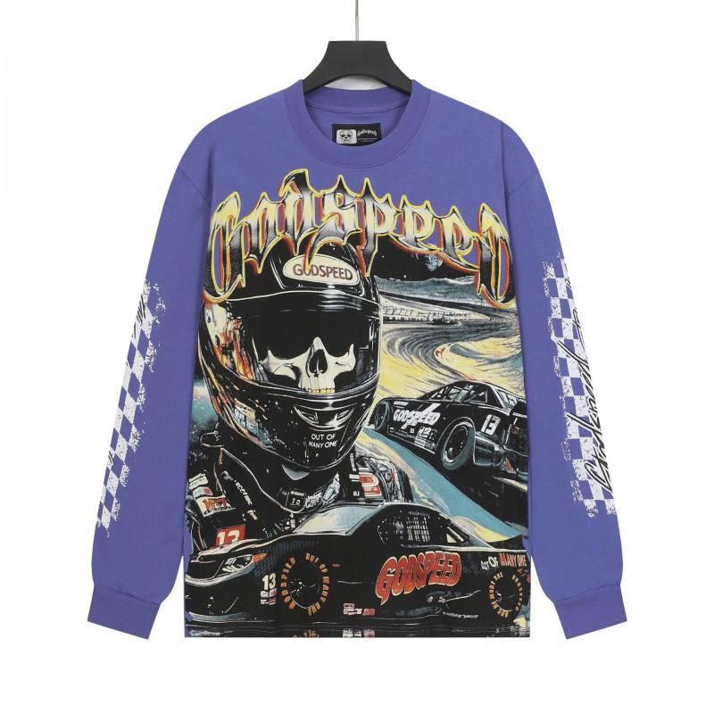 Unisex Vintage Skull Print Washed Cotton Long Sleeve Hoodie Streetwear Loose Fit