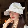Sweet and Cute Bow Bucket Hat Female Summer Thin Big Brim Sunshade Big Head Circumference Peaked Cap