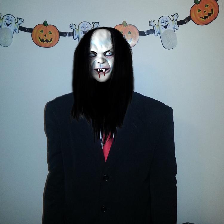 Halloween Horror Grimace Ghost Mask with Long Hair Festival Scary Themed Party