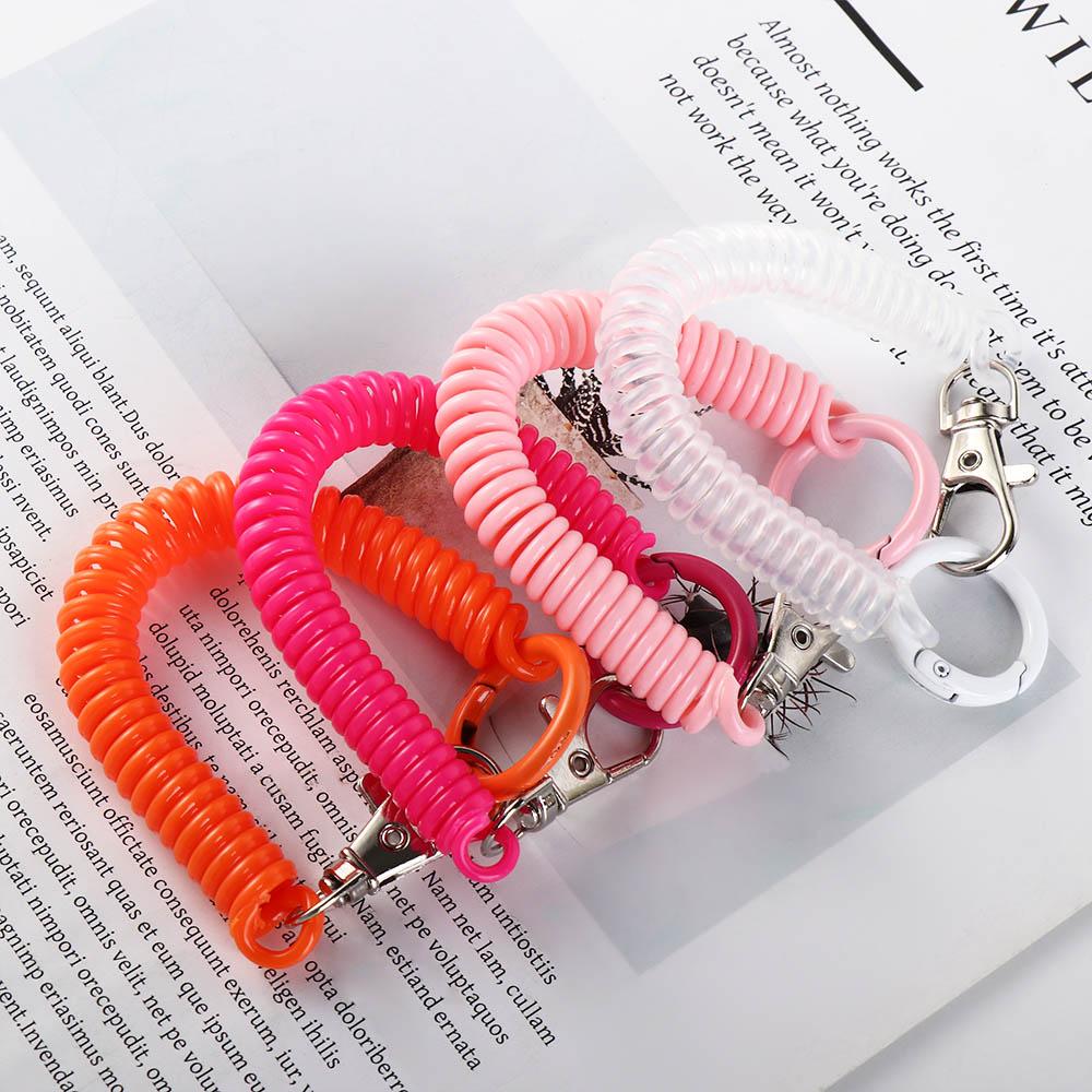 With Metal Clasp Key Chain Holder Key Hooks Keyring Stretch Spring Coil Anti-lost Lobster Clasp