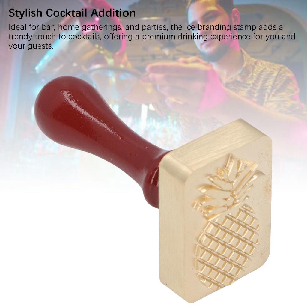 Stamp Copper DIY Ice Branding Stamp with Wooden Handle for Cocktail Whiskey Drinks Bar Wedding Ice Stamp  Stamp
