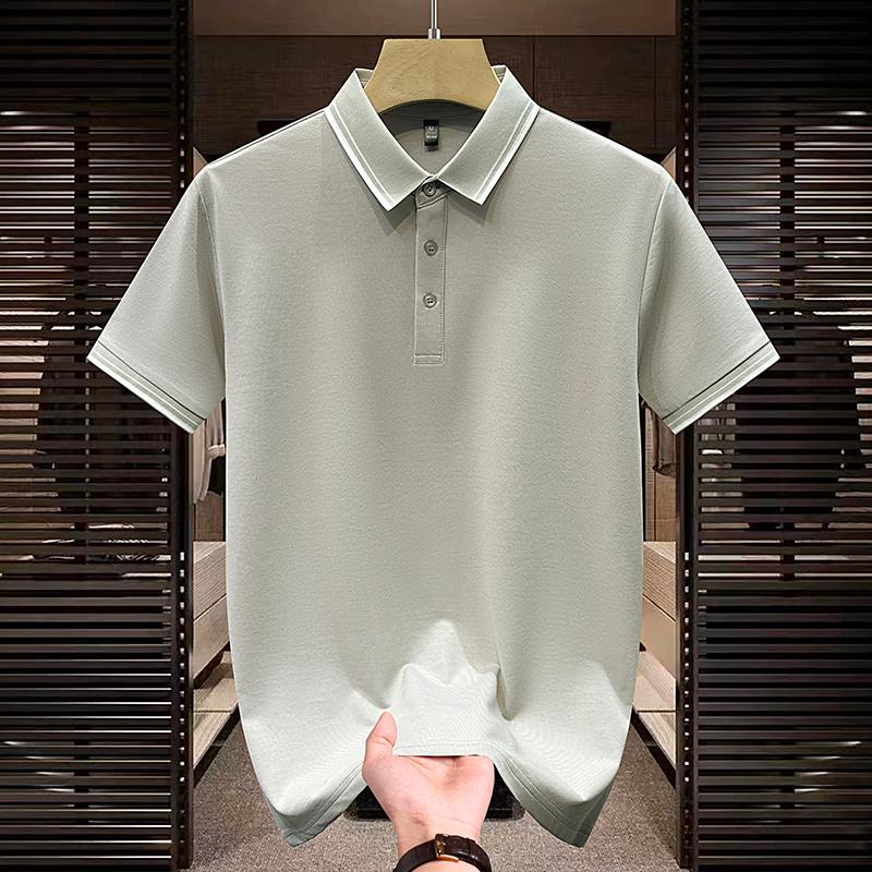 Summer Ice Silk Men's Short Sleeved T-shirt Men's Short Sleeved Polo Shirt