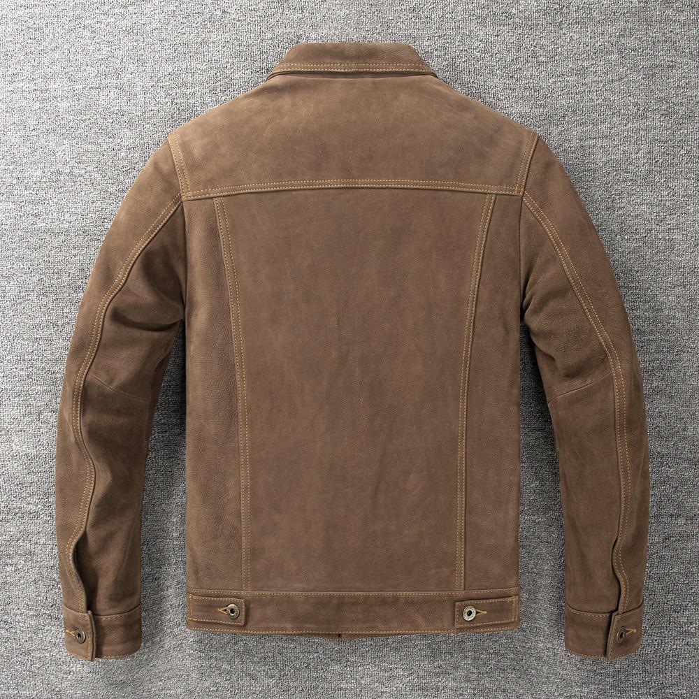 Vintage Blue Genuine Cow Men Leather Jacket  507 Style Slim Fit Coat Men's Leather Jackets Male Clothes Spring Autumn