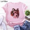 Nezuko Kimetsu No Yaiba Funny Graphic Pink T Shirts Women Vintage Anime Print Tee Shirt 90S