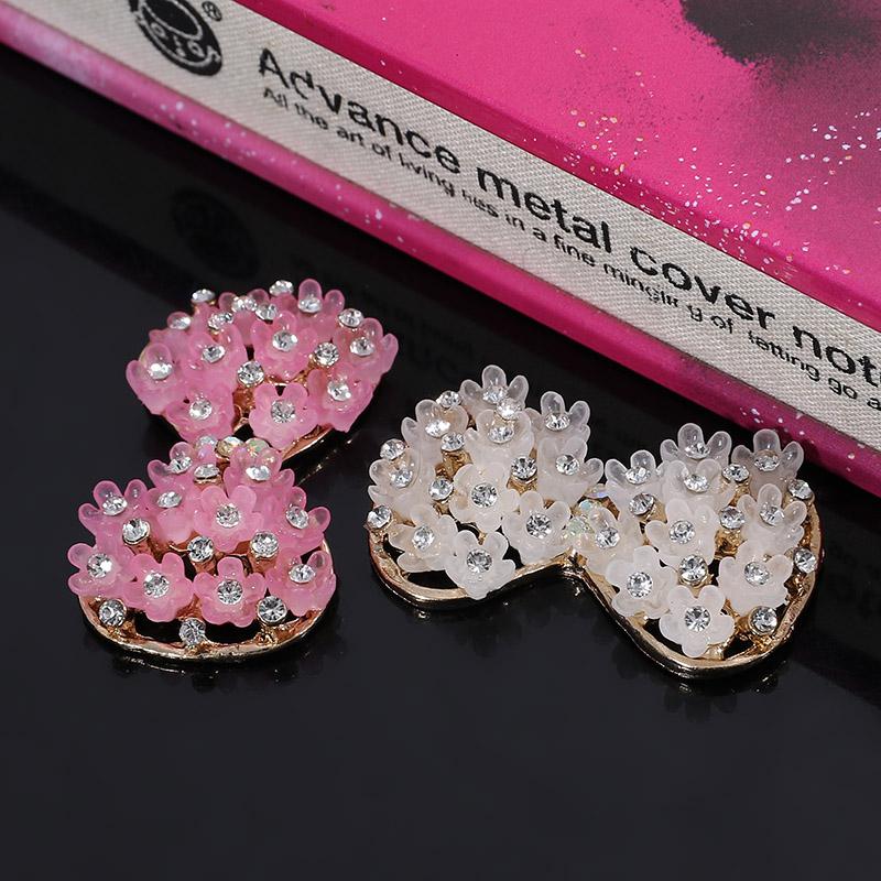 Engood 100Pcs Resin Cherry Flower Rhinestone Sewing Trim & Embellishments Craft Bow Buttons DIY Hair Accessories Case Decoration