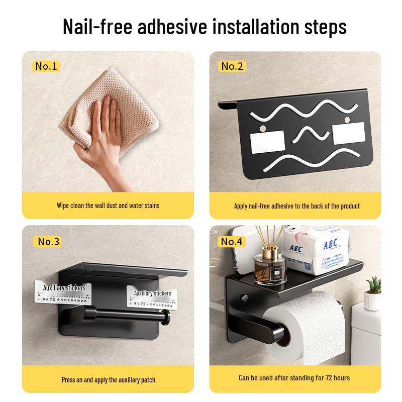 Wall-Mounted Waterproof Toilet Paper Holder with Storage