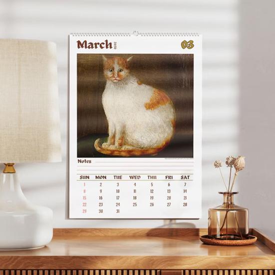 Yousheng Weird Cats in Renaissance 2026 Wall Calendar 12 Medieval Cat Art Paintings Monthly Calendar for Home Office Funny Gift for Cat Lovers