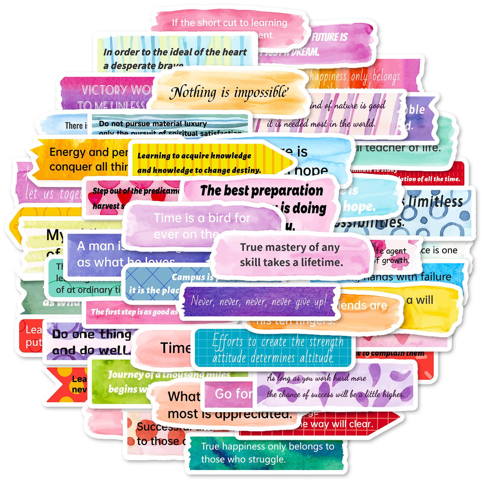 

50 Вдохновляющих Текстовых Акварельных Стикеров Новые Продукты Цвет Личность Английская Фраза Креативные Целительные Стикеры