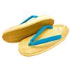 Edoten Geta Sandals, Yellow Tatami, Sponge Sole, Cushioned and Comfortable for Legs and Back, Made In Japan, Women's, Oval, Light Blue Strap, Size LL