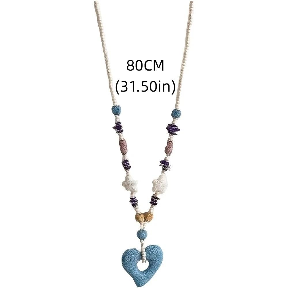 Colorful Volcanic Rock Necklace Adjustable Starfish Clavicle Chain Summer Wear