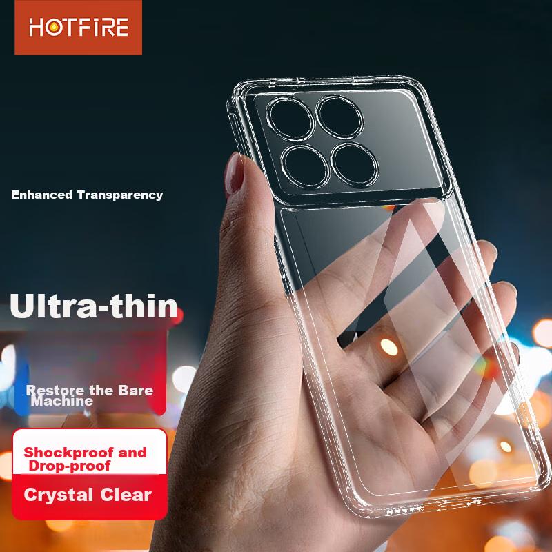 Phone Case for Xiaomi Redmi K70E, for Redmi K70E, Shockproof Silicone Upgraded Camera Lens Personalized Full Coverage Frame - Transparent