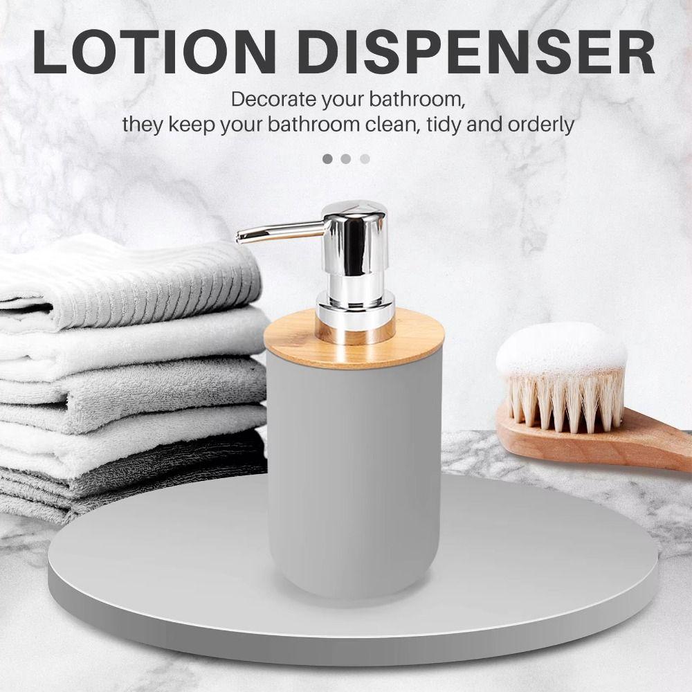 Refillable Bamboo Soap Dispenser Hand Press Type Bath Lotion Pump Jar  Kitchen