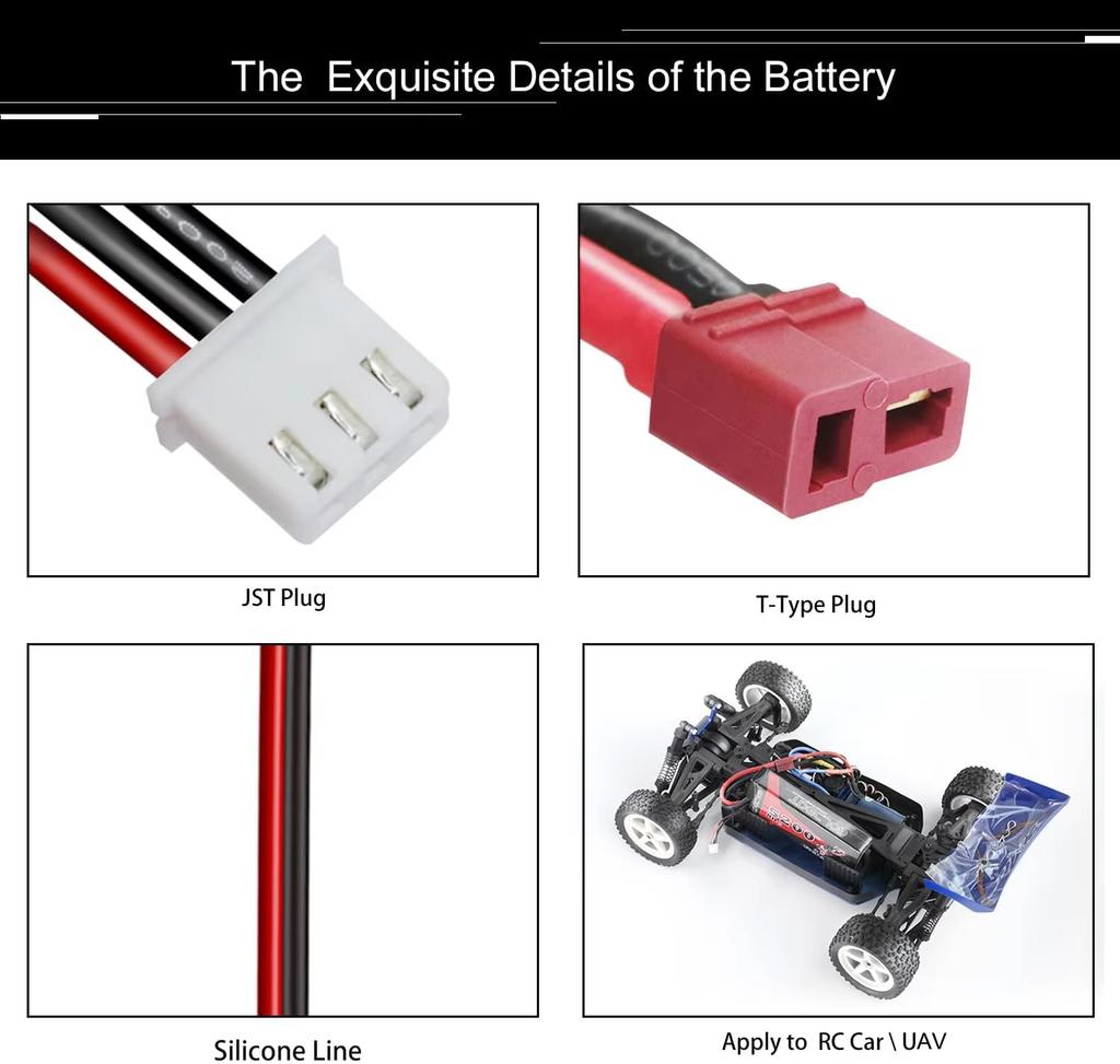 Lipo Battery 3S 11.1V 5200mAh 100C with T-Plug Connector – High Power for RC Models – Hard Case, Silicone Wire