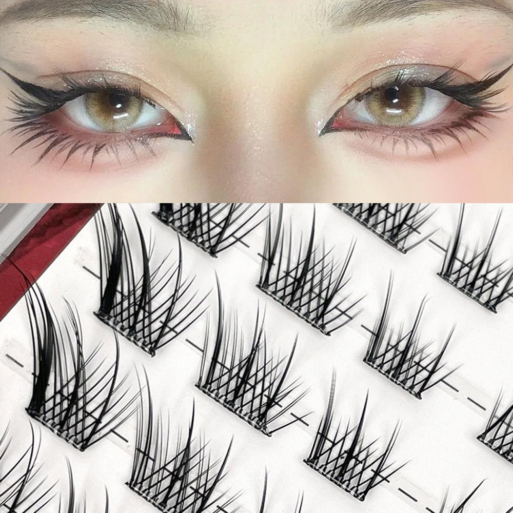 Self-Adhesive Fox Eye False Eyelashes Manga DIY Lash Extensions Individual Lashes  DIY At Home
