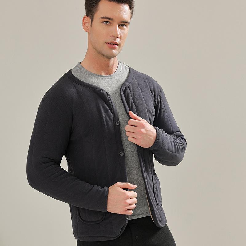 Men's Plus Velvet Thickened Wool Thermal Cardigan - Large Sizes for Middle-Aged & Elderly