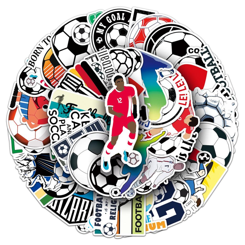 Waterproof Football Sports Card Stickers: 50-Pack for Luggage, Scooters, Laptops & Helmets